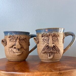 Vintage David L Davis Handmade Stoneware Mug set